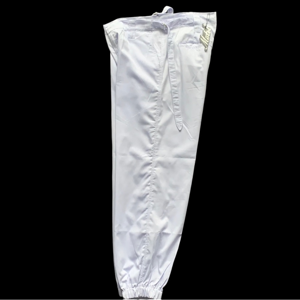 Motel Rocks White Jubie Cargo Utility Trousers Drill Tapered Leg Large UK 16-18 - Picture 1 of 13